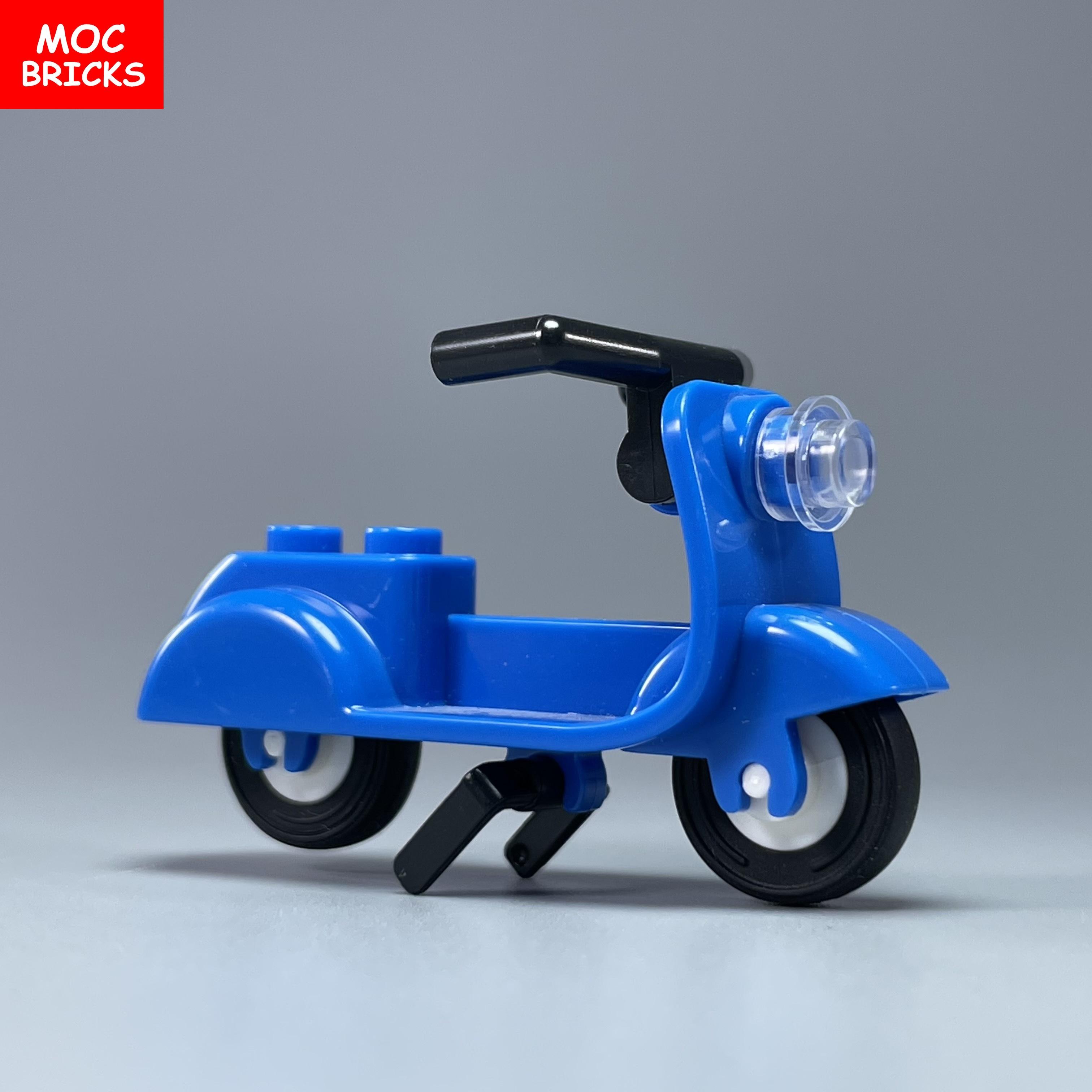 

MOC Цеглинки Скутер зі Підставкою Мотоцикл Кутові Керма Збірка Будівельні Блоки сумісні з 15396c01 Іграшки подарунки для дітей