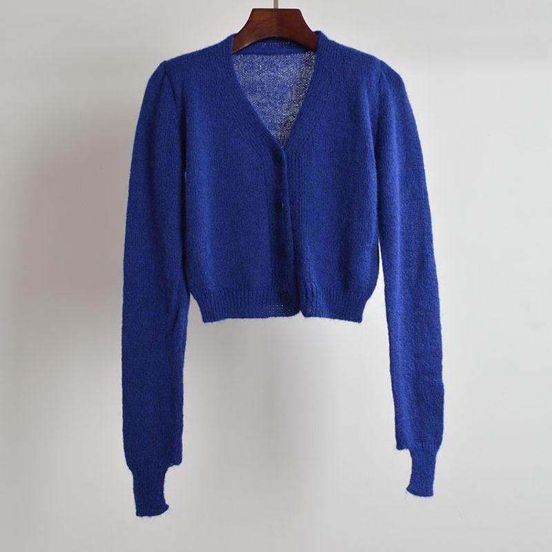 Spring & Fall New V-neck Long Sleeves Knitting Cardigan Female Fashion Open Hand Stylish Easiest for Match Slimming Youthful-Looking Sweater Top