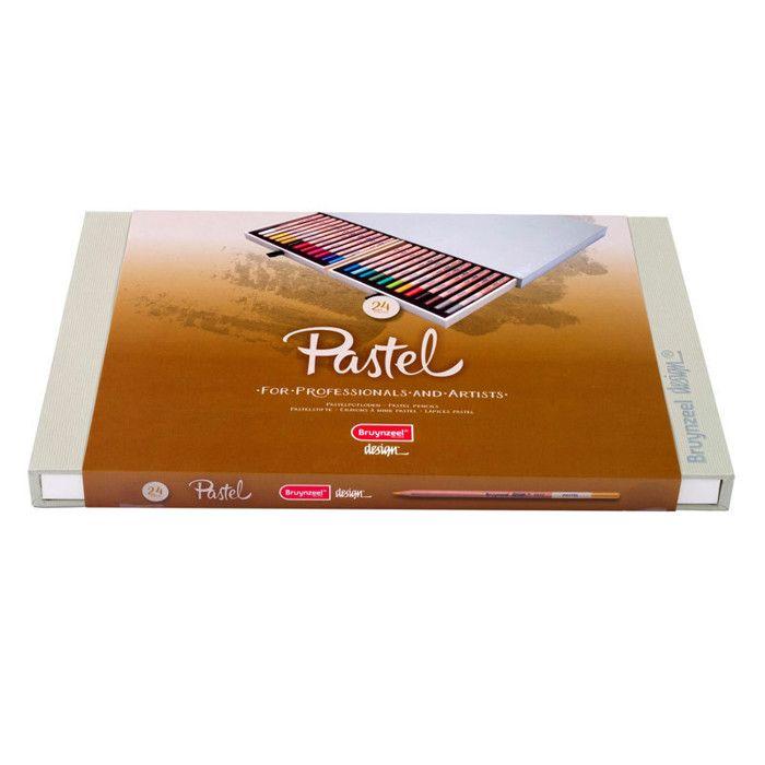 Crayon Pastel - Bruynzeel - Boîte de 24 - Couleurs Assorties - Haute Qualité - Finesse de Pointe