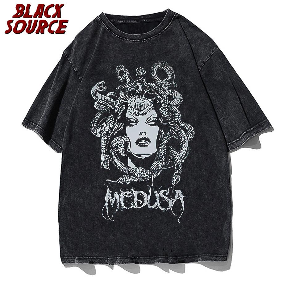 Gothic dark women tshirts oversize tee punk black graphic clothes kpop harajuku streetwear femme t shirt hip hop Short sleeve S