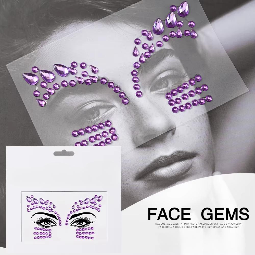 Eco-Friendly Fashion 3D Mermaid Face Gem Crystal Rhinestone Temporary Tattoo Stickers Shiny Glitter for Festival Prom Party