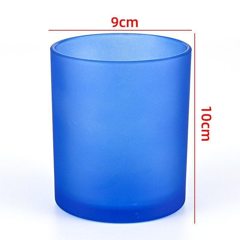 Colored Frosted Glass Candle Jar with Optional Lid - Creative Wide Mouth Design
