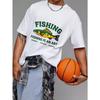 Fishing T Shirt White Fish and Text Design for Outdoor Activities