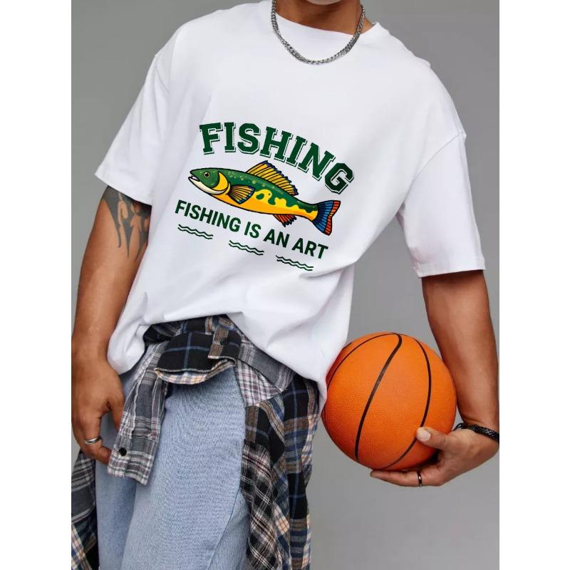 Fishing T Shirt White Fish and Text Design for Outdoor Activities