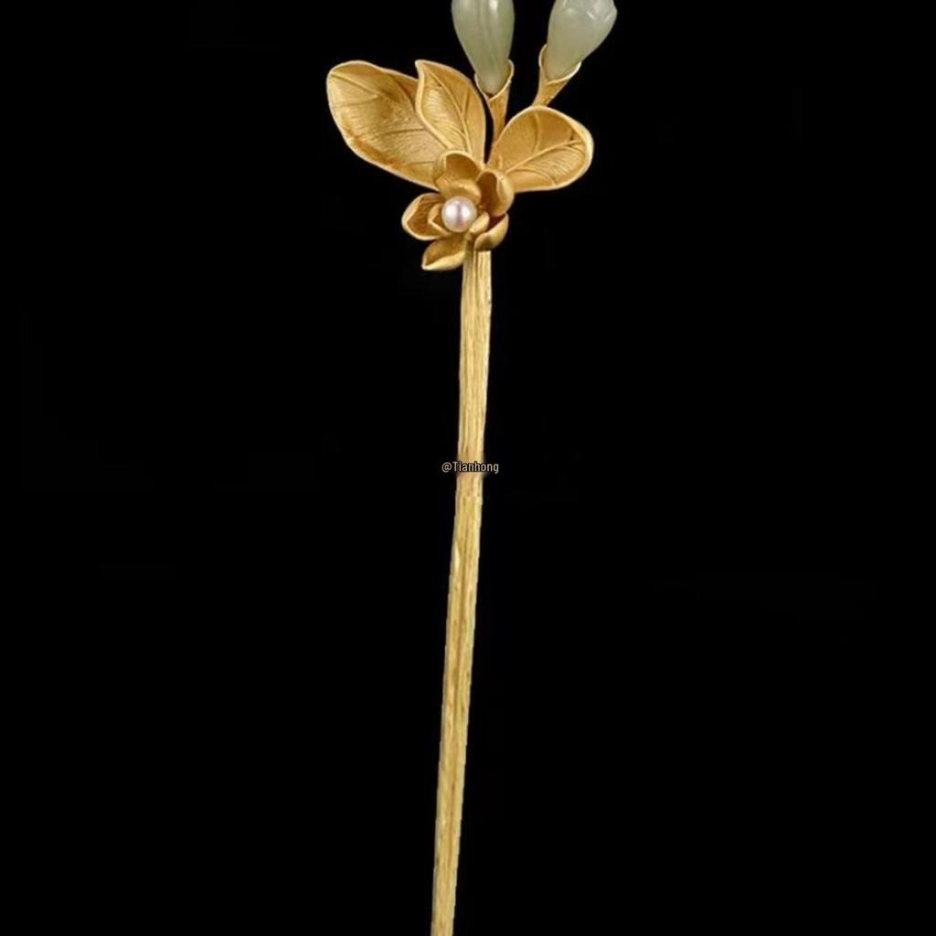 Elegant Magnolia Bud Hairpin: Classic, Versatile Hanfu Accessory with Exquisite Ethnic Style