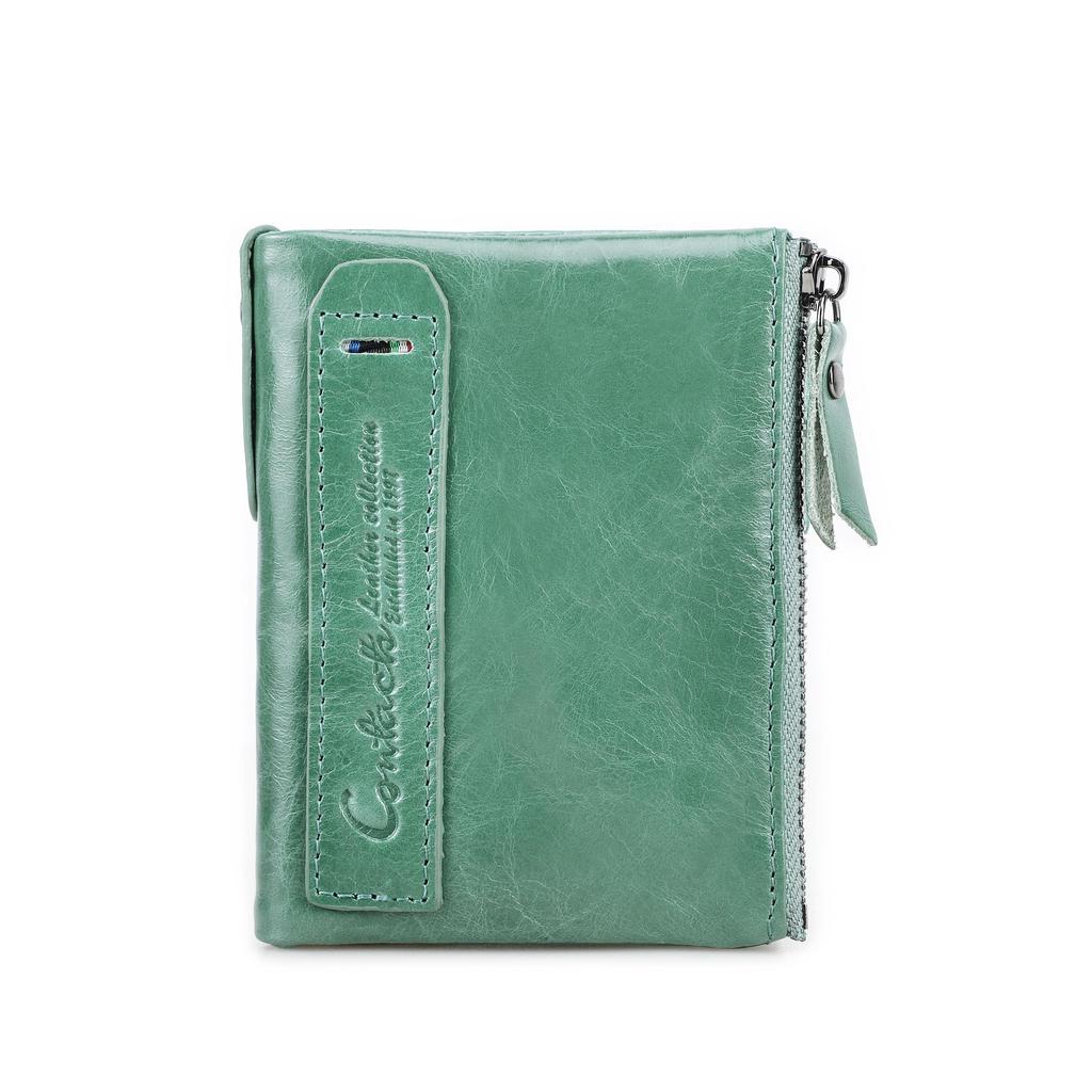 CONTACT'S Echtes Leder Vintage Geldbörse Herren Kurzes Münzfach RFID Kartenhalter Unisex Kleine Geldbörsen Hohe Qualität Designer Geschenk für Freund oder Familie