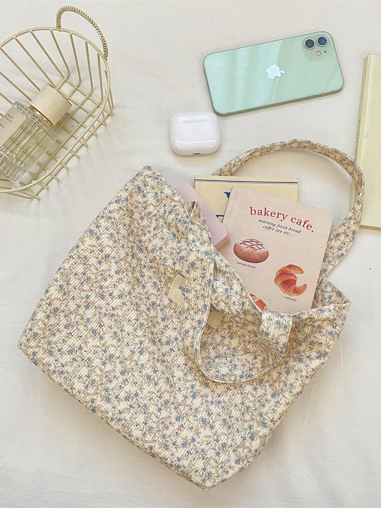 6343 Corduroy Floral Small Bento Handbag: Versatile Storage for Work, Shopping, and Outings.