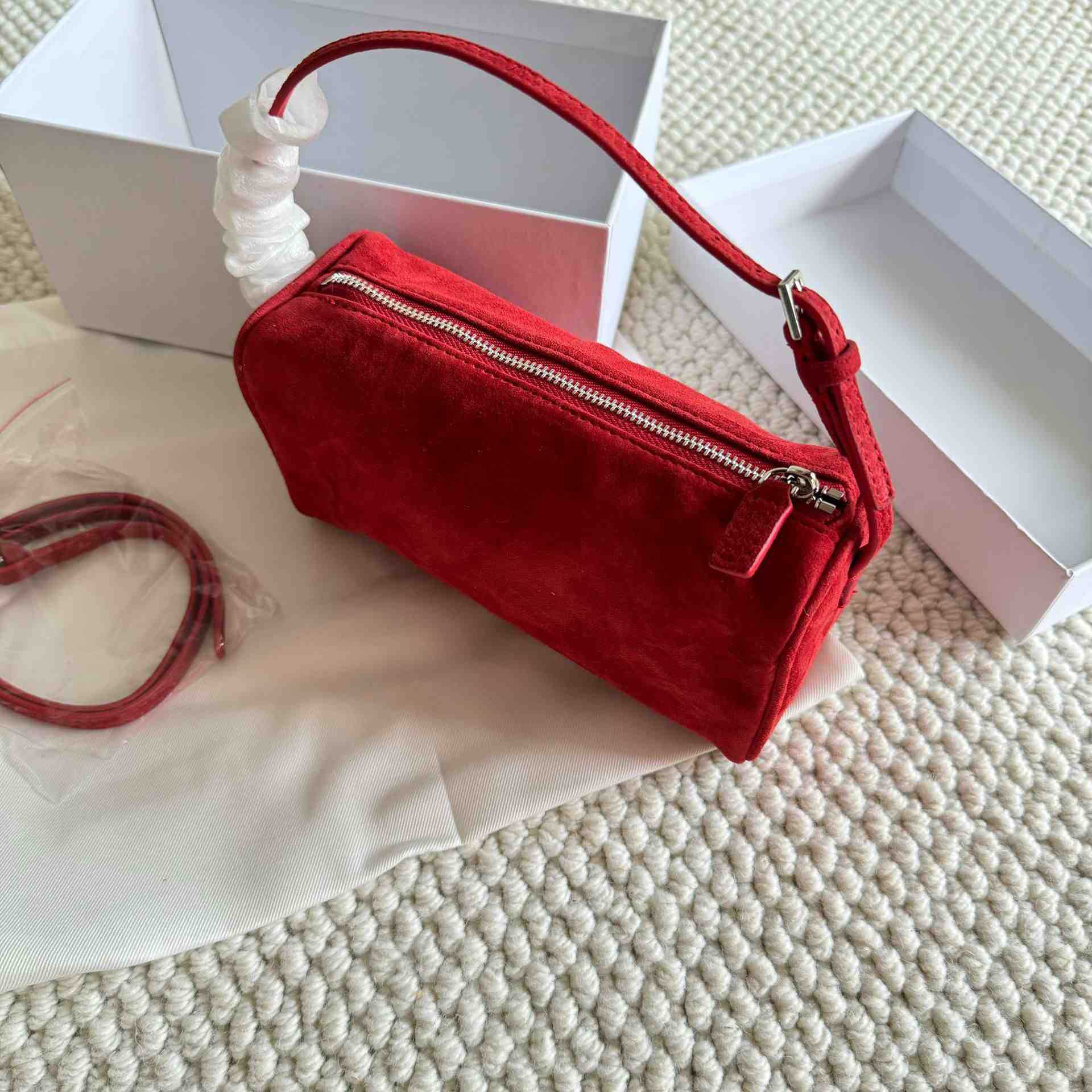 

First layer cowhide suede pen holder bag women s underarm handbag leather messenger bag light luxury 20*9*12