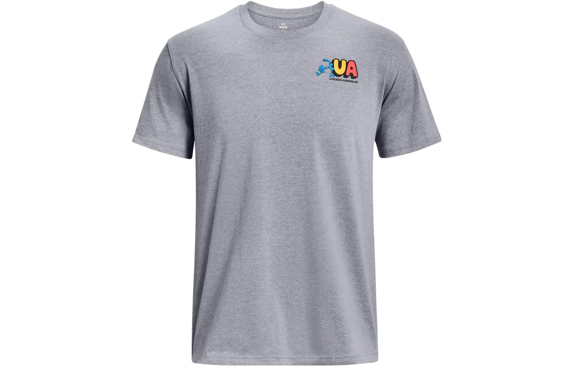 Under Armour T Shirts Men s Gray Crew Neck Moderate Straight Fit 1381036-035 M