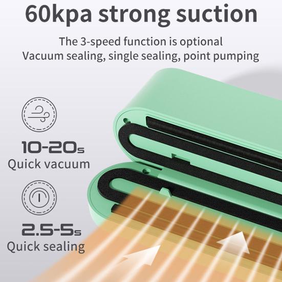 Mini Wireless Vacuum Sealer Portable Handheld 60kpa Strong Suction Fast Seal USB Rechargeable Food Sealing Machine