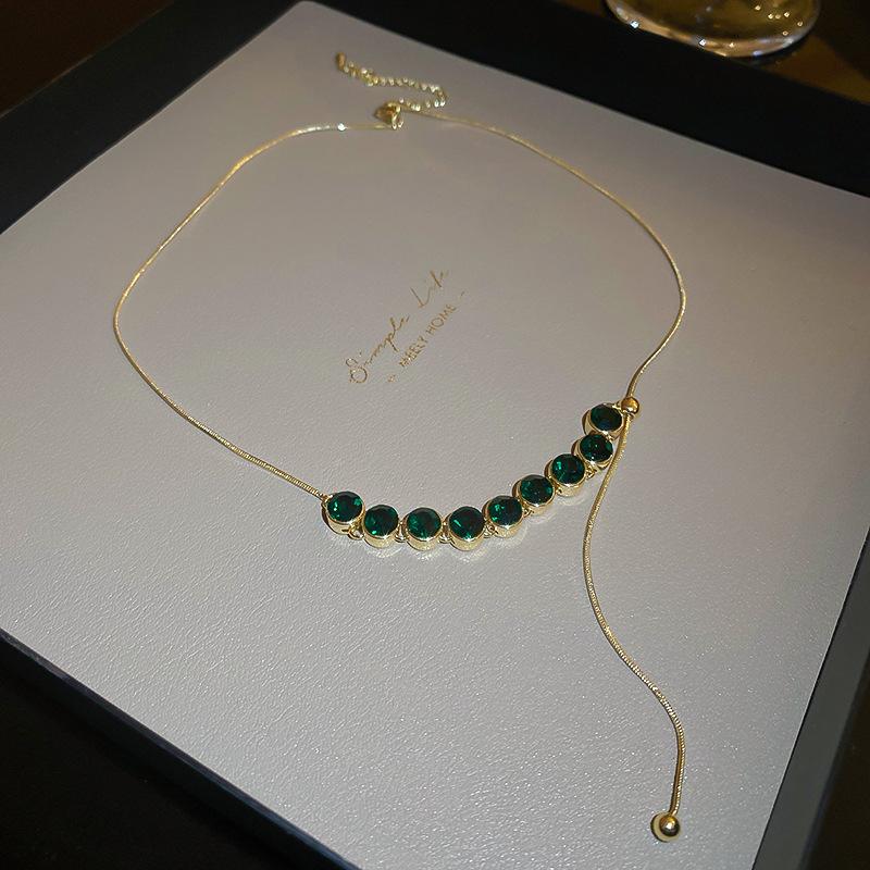Melad Coffee Colored Tiger Eye Stone Bead Necklace, Niche Retro Collarbone Chain, Personalized and Fashionable Design Accessory