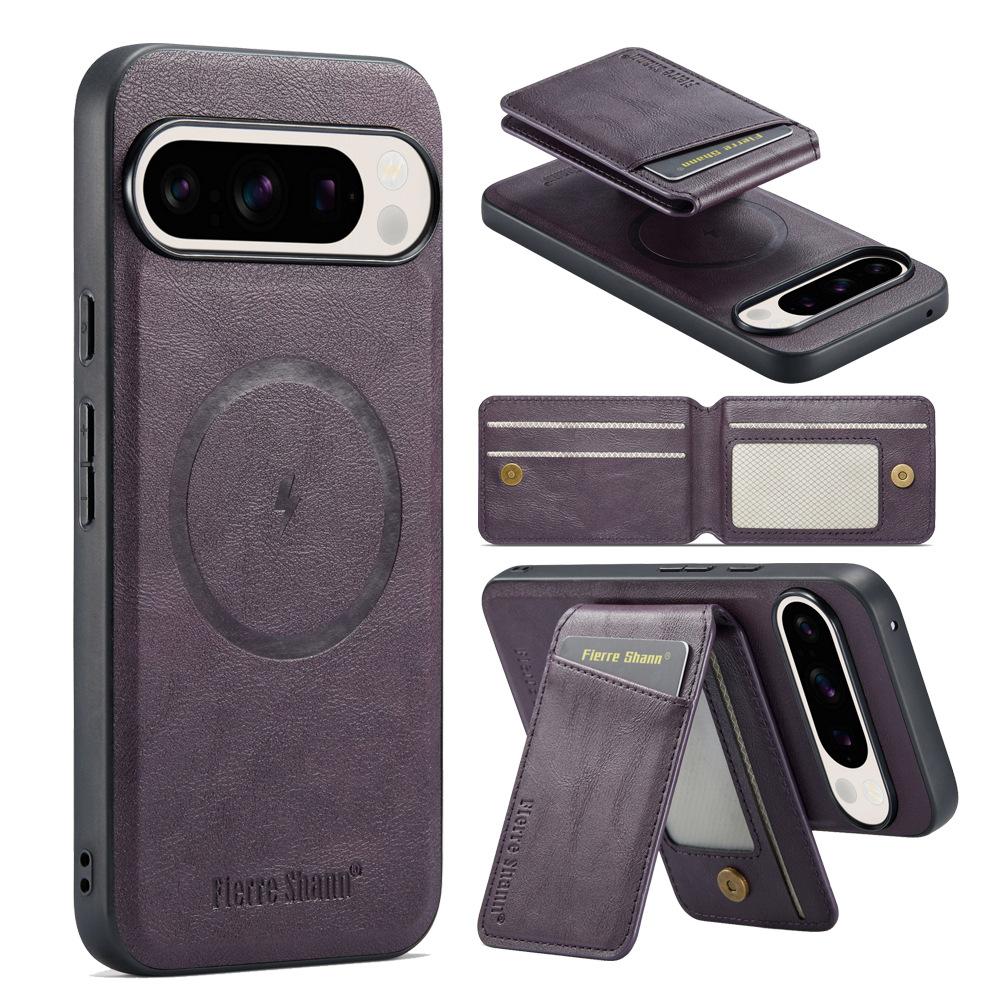 Detachable Wallet Luxury Leather Phone Case for Google Pixel 9 Pro XL 8 7 9A 8A 7A Magnetic Charging Stand Card Holder Cover