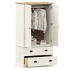 Vidaxl Vigo Wardrobe, White, 90X55X170 Cm, Solid Pine Wood