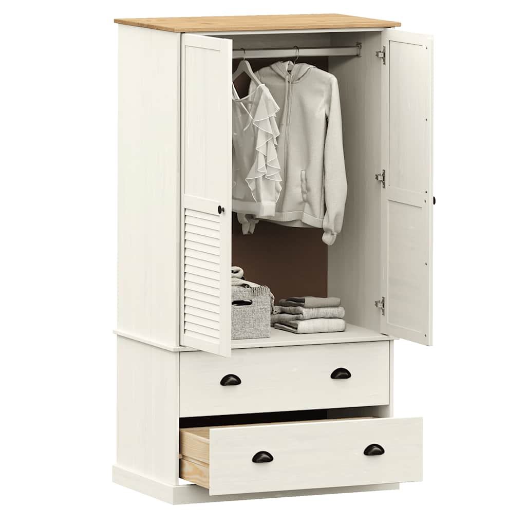 Vidaxl Vigo Wardrobe, White, 90X55X170 Cm, Solid Pine Wood