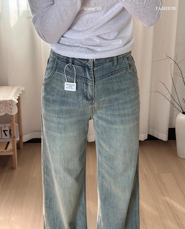 Damen Übergröße Samtgefütterte Weitbeinjeans - Herbst/Winter Lockerer Schnitt, Schlankmachend, Drapierte Straight-Leg Hose
