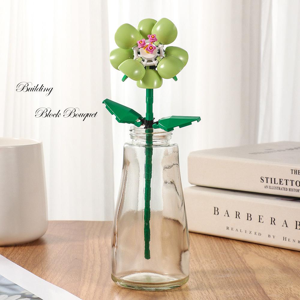 Bionic Eternal Flower Building Blocks: Sunflower and Rose Assembly Toy for Children