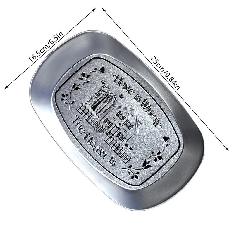 Metal Serving Dish Vintage Tinplate Dinner Plate Stainless Steel Serving Tray Round Seasoning Plates Set For Fruits For Dining