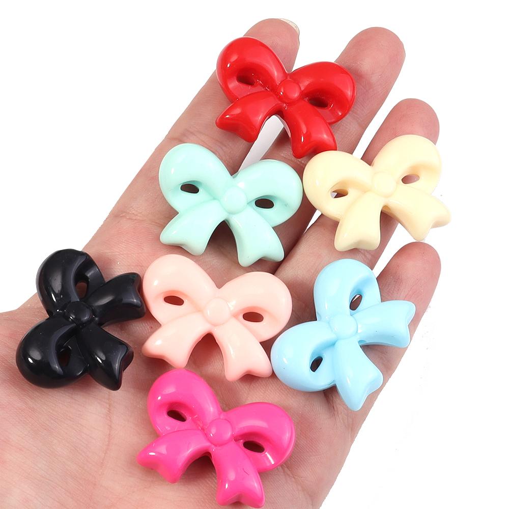 10pcs 23.5x31mm Acrylic Bow Beads Colorful Bowknot Loose Spacer Bead For Jewelry Making DIY Bracelet Phone Key Chain Accessories