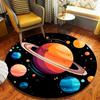 Cosmic Planet Round Rug Cartoon Space Astronaut Pattern Home Decor Carpet Soft Non-Slip Floor Mat for Kids Room Living Room
