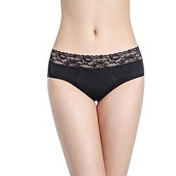 Shanhao Cotton Lace 4 Layers Absorbent Medium Flow Culottes Menstruelles Leakproof Panties PFAS-free Menstrual Period Panties M чёрный