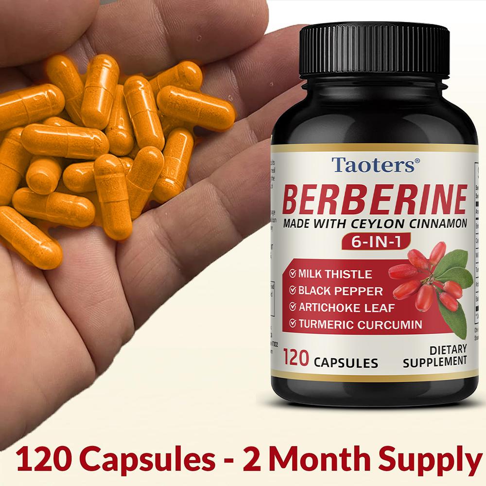 Berberine 6-in-1, Berberine HCl 200 Mg 120 Capsules