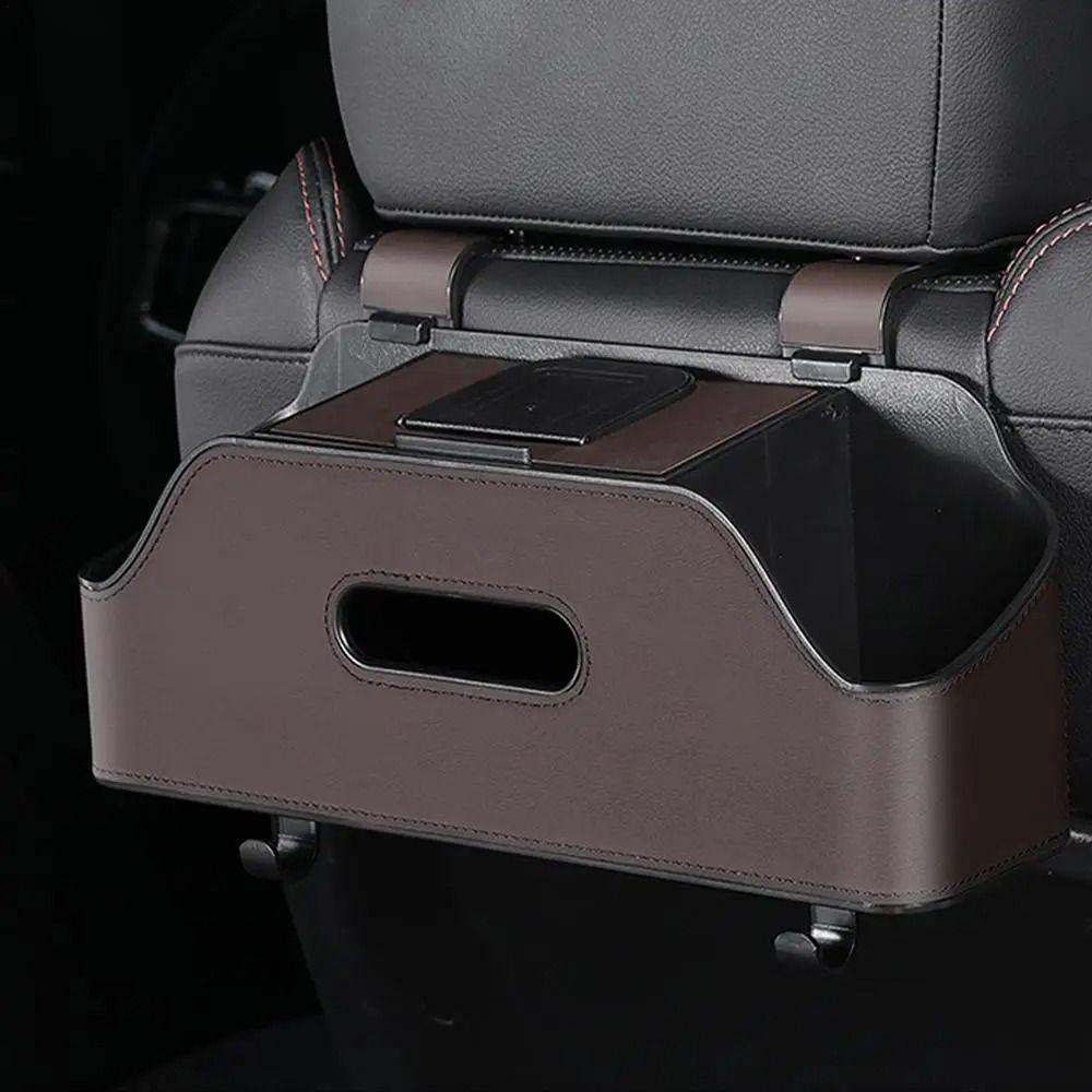 1Pcs Auto Interior Storage Car Tissue Box Holder with 2 Cup Holders Headrest Hooks  Car Accessories
