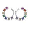 Promotion Big C Moon Type Colorful CZ Jewelry Geometric Round Circle Hoop Gorgeous Rainbow CZ Earring for Women