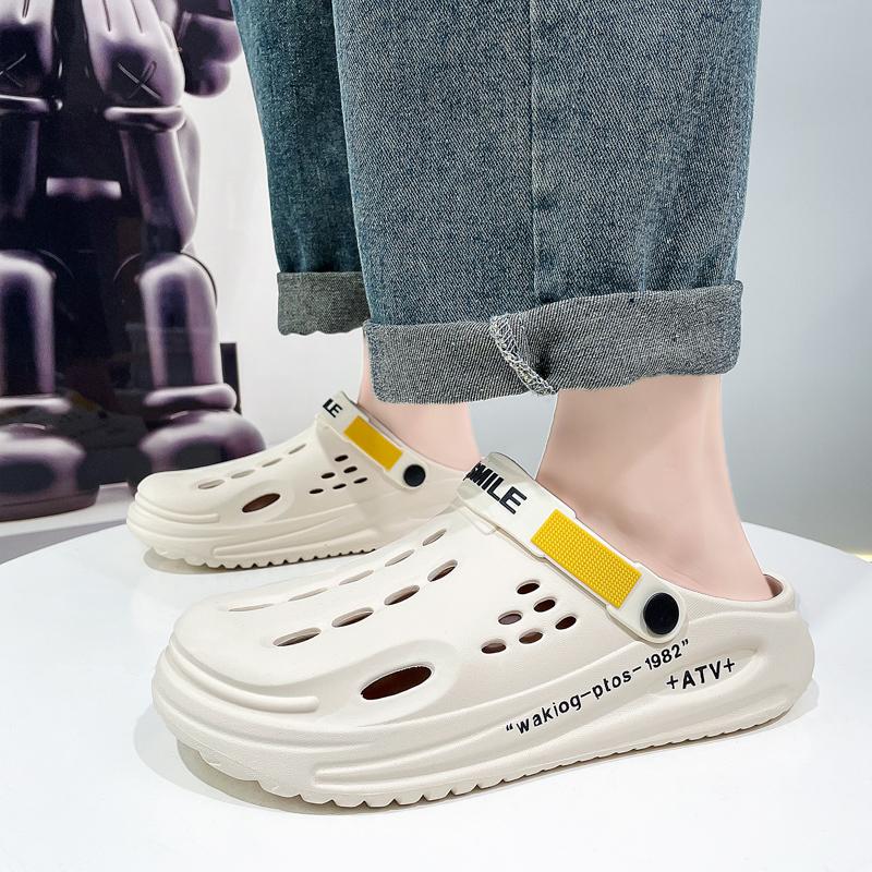 Mode Sommar Herrtofflor Mode Tjock Sula Hålskor EVA Tofflor Halkfria Utomhus Vattenskor Strand Dam Trädgård Träskor