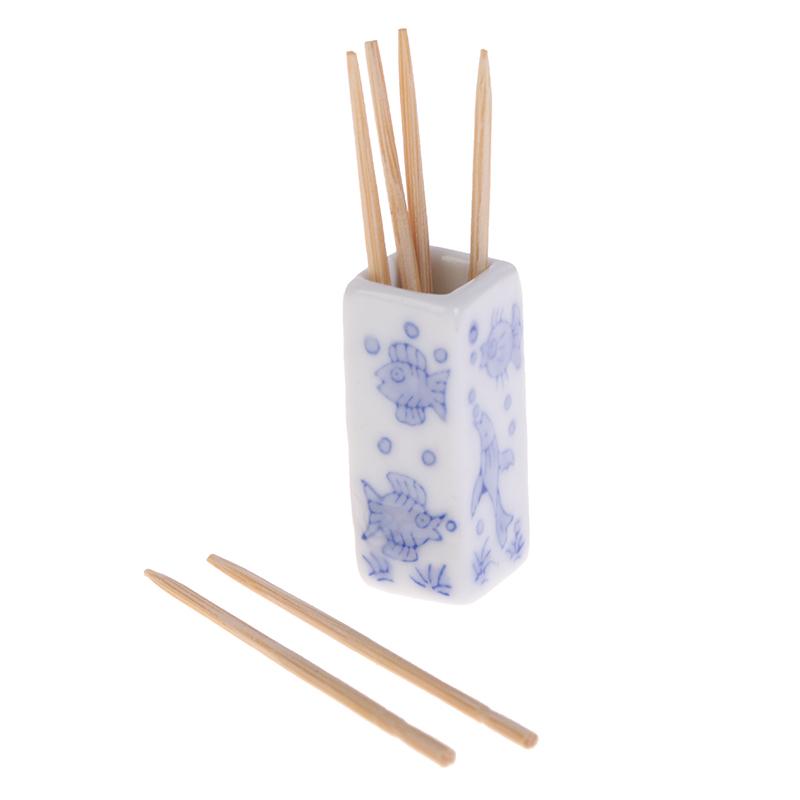 1/12 Miniature Dollhouse Chinese Chopsticks Tube Tableware Set Kitchen Toy