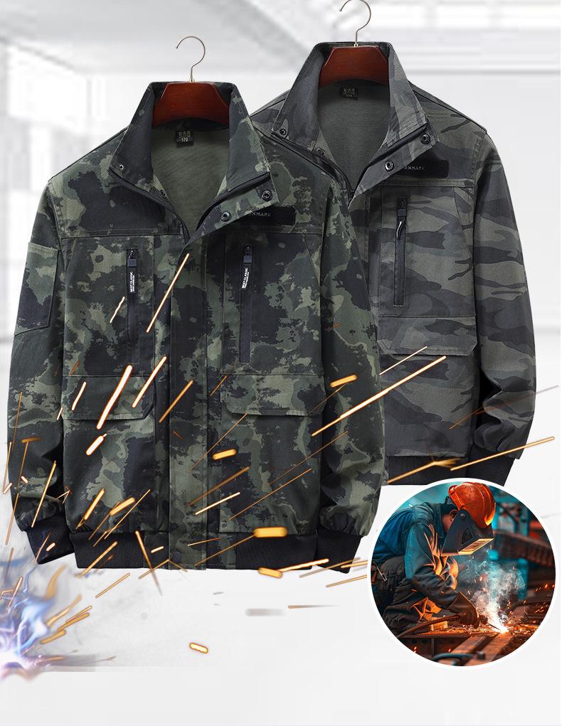 Unisex Camouflage Workwear Set: Durable, Heat-Resistant Cotton Thread for Outdoor, Welding, and Electrician Tasks