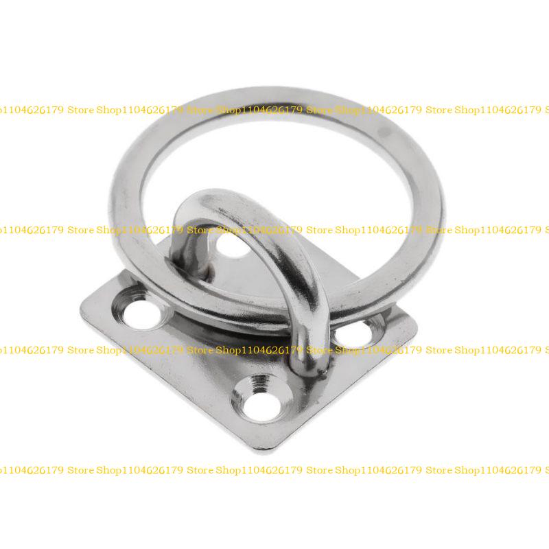 A1A2 Square Pad Eye Plate, Stainless Steel Ceiling Hooks, Suspension U Hooks Hardware Staple Hook Ring Loop with Round Ring