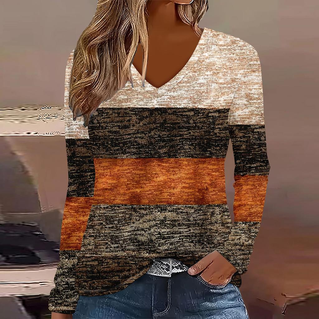 Summer New Fashion Women’s Casual  Long Sleeve Printed T-shirt