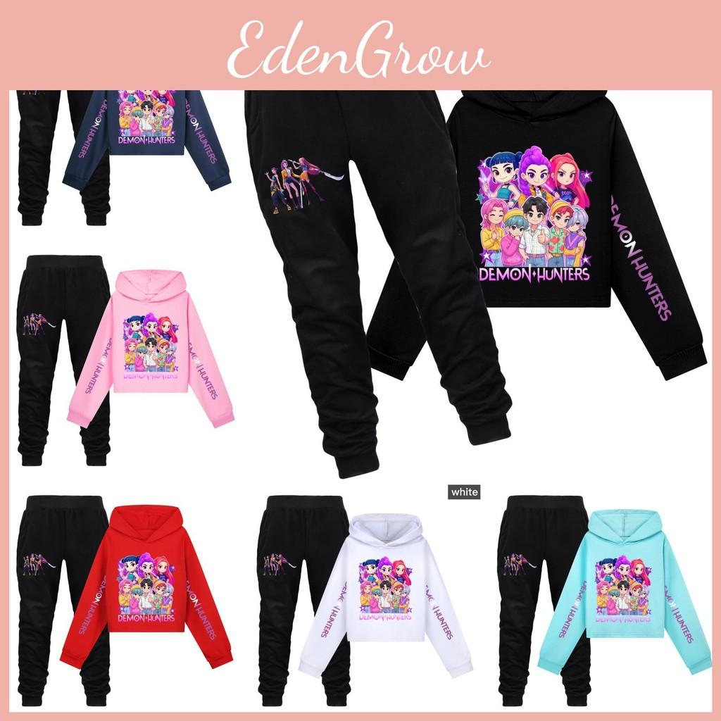 Kpop Hunters Demon Pattern Print Kids Hoodie Pants Set Fashion Clothing Gift