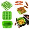 3 Piece/Set Non-Stick Air Fryer Silicone Baking Tray Heat-resistant Household Air Fryer Inner Liner Square Bacon Grill