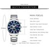 Luxury Men Quartz Watch Chronograph 24H Display Calendar Date Luminous Pointer Stainless Steel Strap Wristwatch