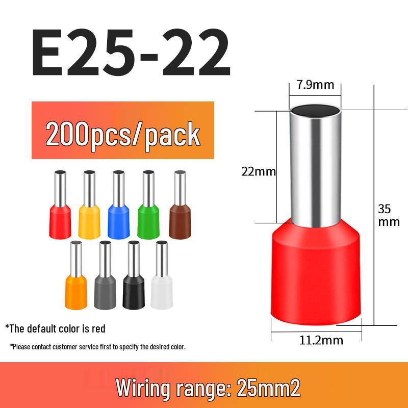 VE Tube-Type Pre-Insulated Terminal E 0308 Cold-Pressed Pin Terminal