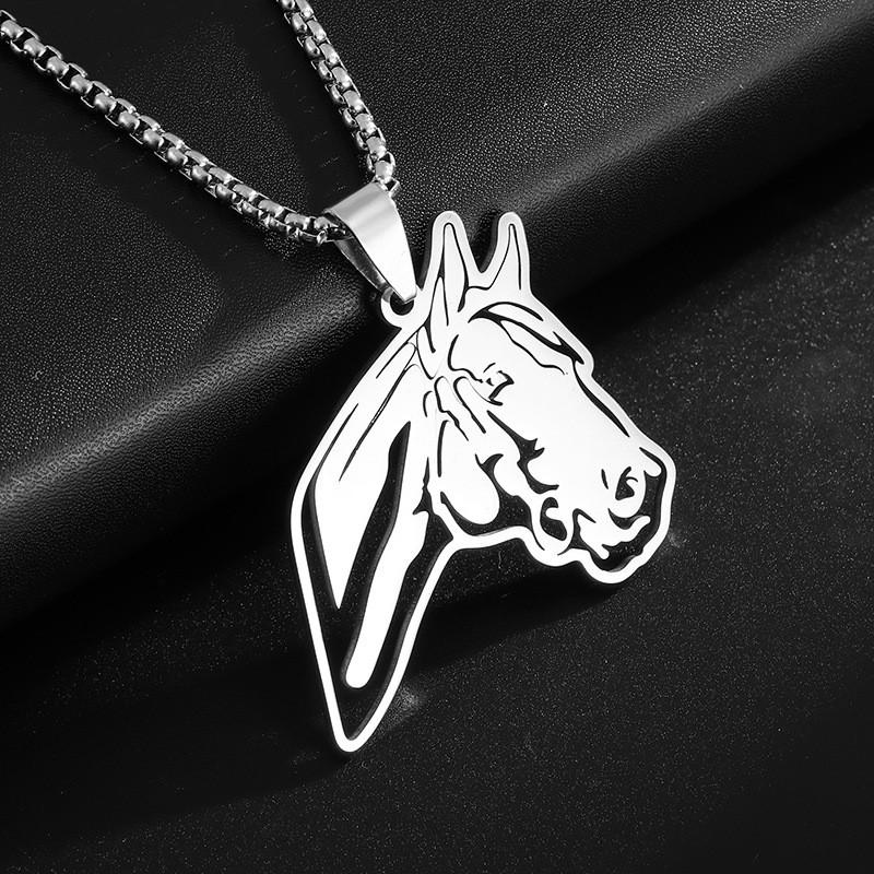 

60cm Titanium Steel Men s Horse Head Pendant Electroplated
