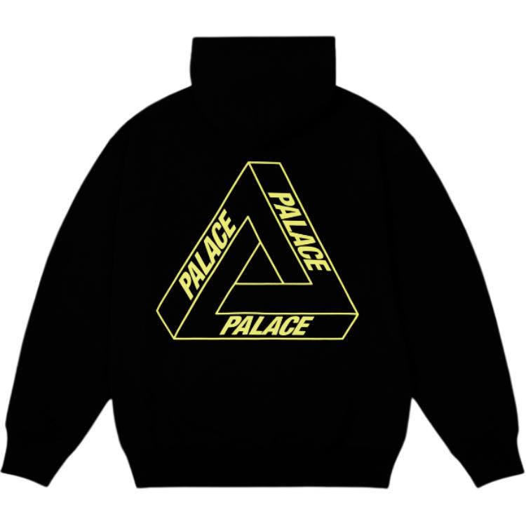 Palace Glow Tri-Ferg Hood Black Unisex Tops P27CS174