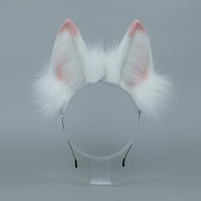 Handmade Original Cosplay Design White Fox Fox Ears Headdress Plush Accessories Animal Ears Hair Accessories