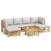 VidaXL Garden Lounge Set 7 Pcs with Light Grey Cushions Bamboo 3155101
