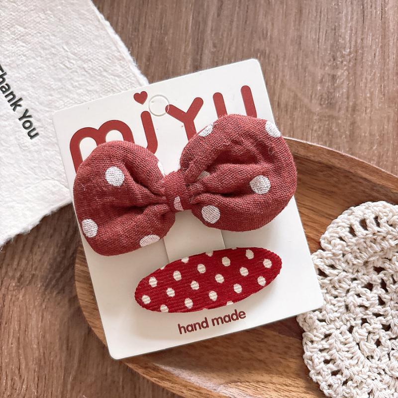 1Pair New Year Cute Red Bow Hairpins Children Girls Hair Clips Pin Barrettes Accessories Hairclip Headwear Headdress Ornament