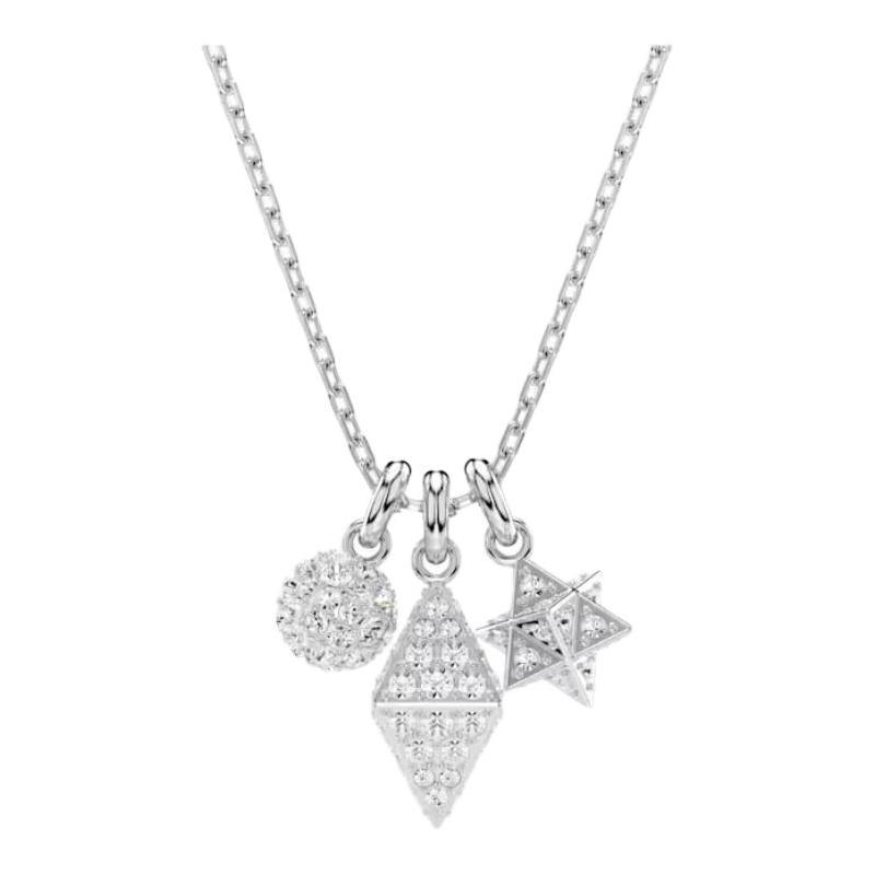 Swarovski Dextera geometric pattern pavé crystal pendant imitation crystal necklace women s silver 5700288 серебряный