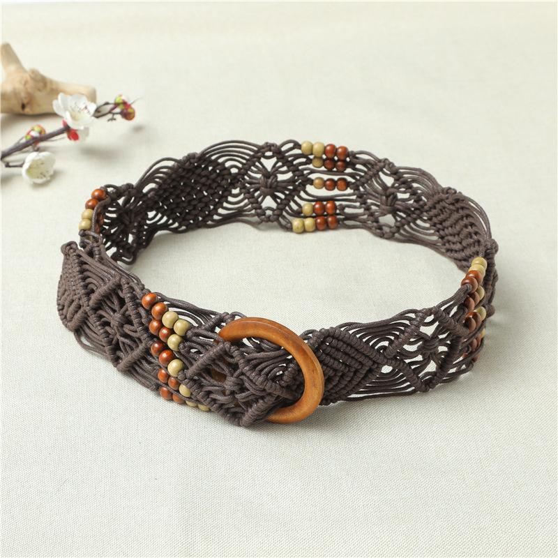 Ethnic Style Knitting Belt Chinese Knot Girls' Belt Fashion Creative Handmade DIY Skirt Belt