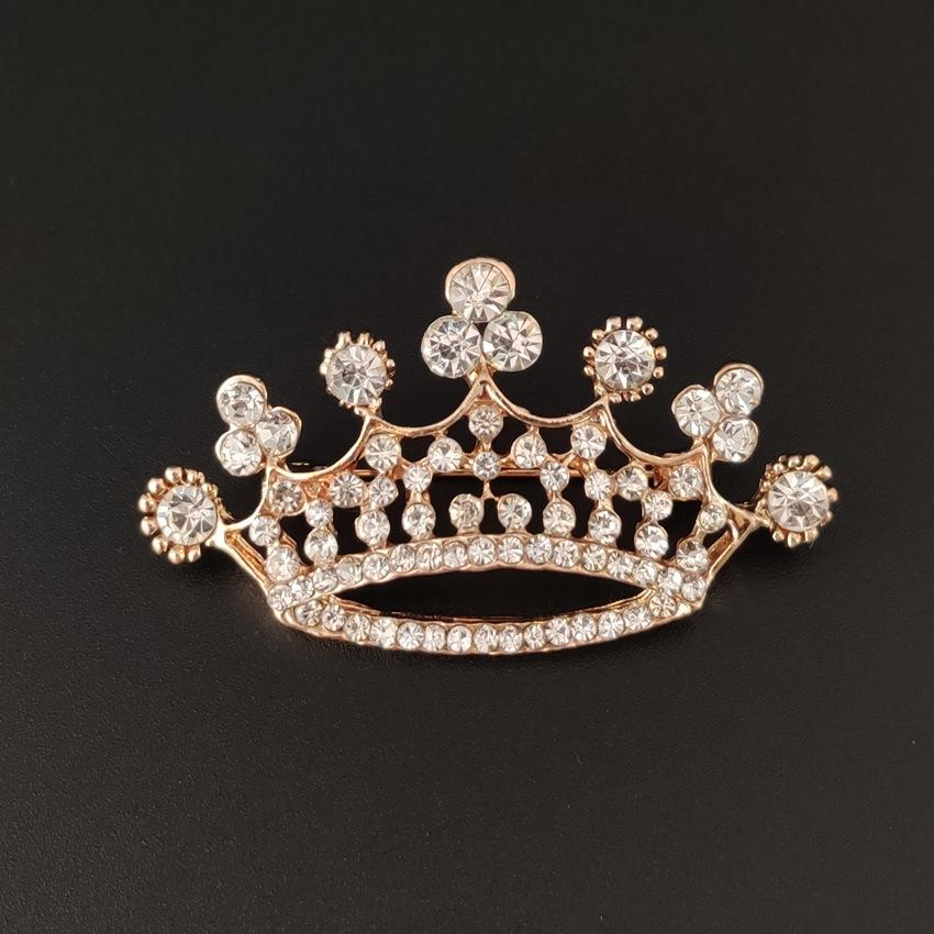 Korean Alloy Rhinestone Crown Brooch for Professional Wear