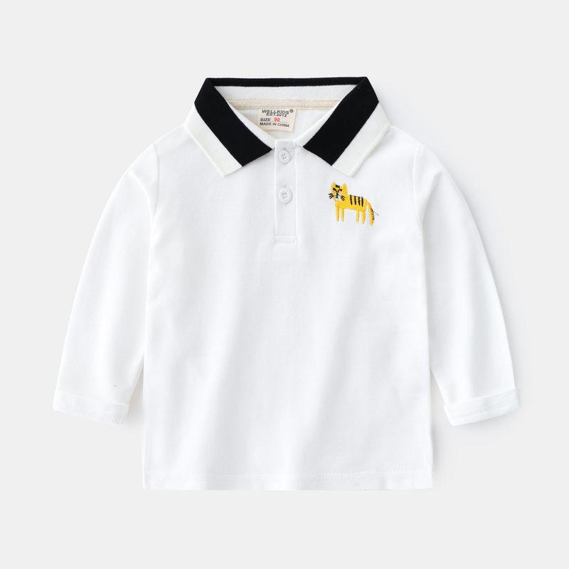 Children's Clothing Babies' Long Sleeve T-shirt Bottoming Shirt Boys' Lapel Polo Tops Spring and Autumn Baby Boys' Casual Clothes