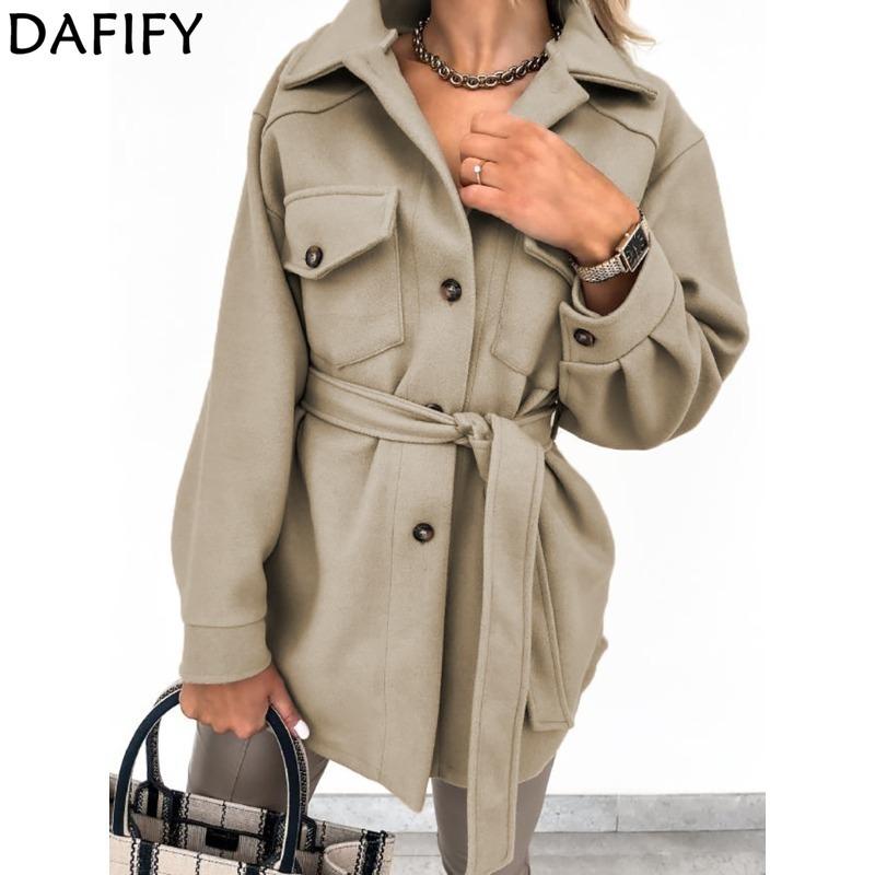 DAFIFY Dámská móda Ležérní Jednobarevný potisk Podzim Zima Dlouhý rukáv POLO Bundy a kabáty