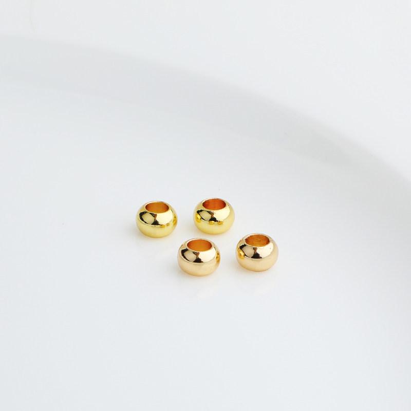 14k Gold-Plated Apple Flat Bead for Large-Hole Leather Rope, Retro DIY Loose Beads Silver 3x5mm Large-Hole Flat Bead, 10 pcs