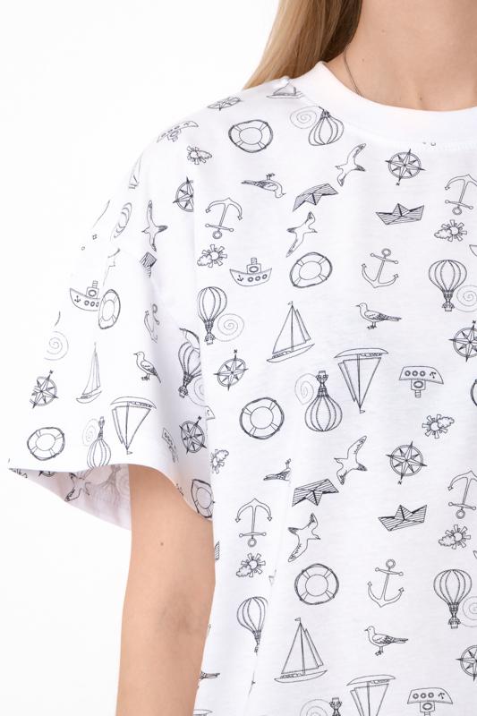 Women's Oversized Graphic T‑Shirt with Print – Casual Summer Fashion Top – Soft Cotton Relaxed Fit Shirt for Women Summer 8384-002 HC