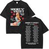 Vintage Vasket Sabrina Carpenter Short N Sweet Album T-skjorte Menn Kvinner Sommer Casual Oversized T-skjorte Y2k Harajuku Klær