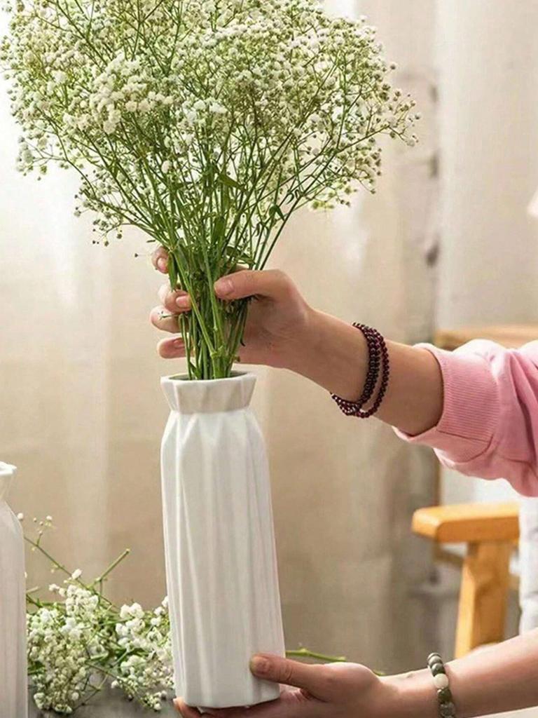 1pc Nordic Flower Vase Plastic Flower Vase Pink Blue White Grey Home Living Room Decoration Imitation Ceramic Plastic Flower Pot